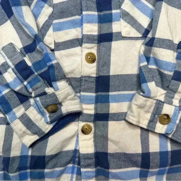 Zara Shirt Flannel Button-up Blue & White Size 4-5 Years - Picture 2 of 16